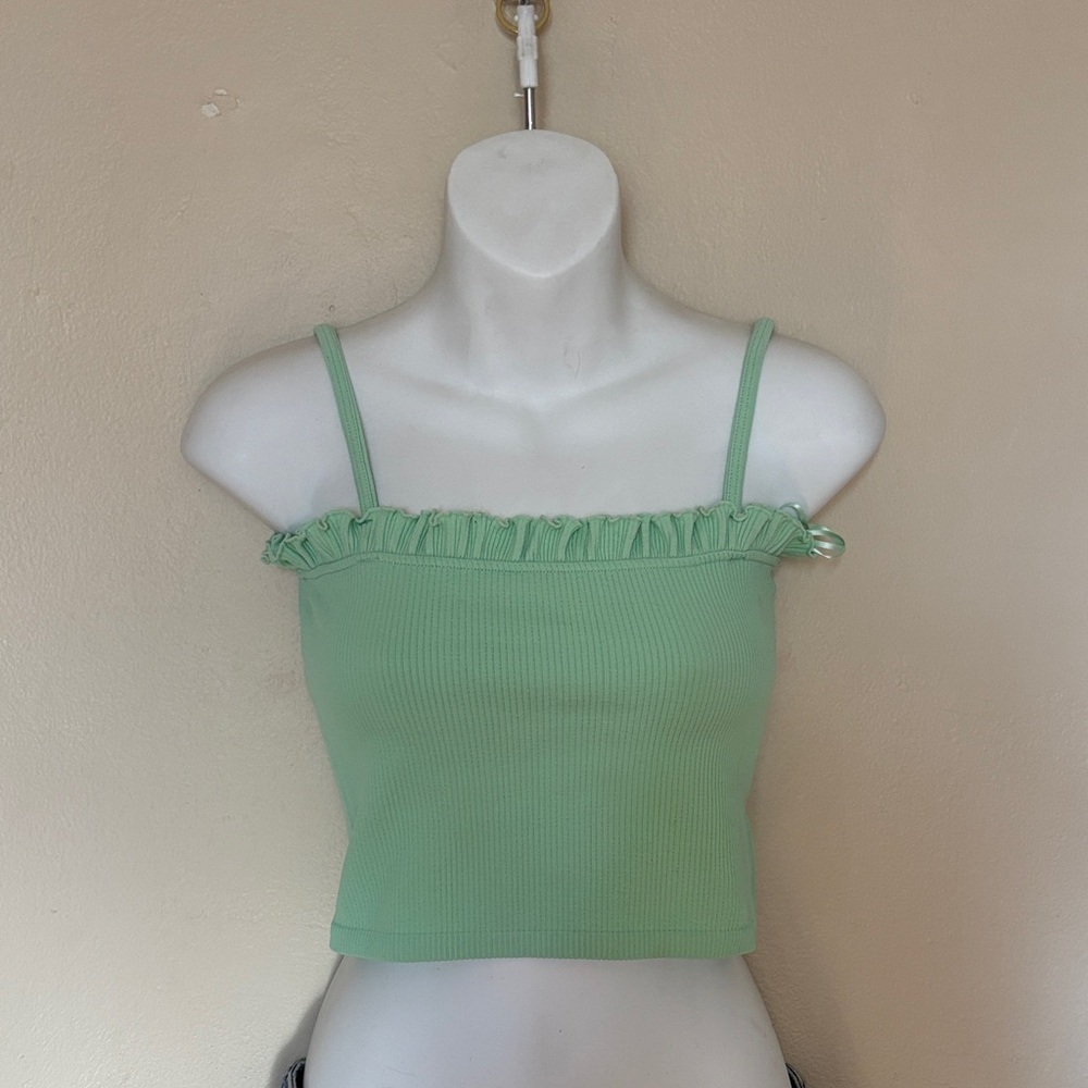 Zara Mint Green Ruffle Strap Crop Top